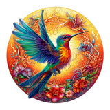NNEDSZ Round Hummingbird Wooden Puzzle - Vibrant Floral Design (L-paper box-H160)
