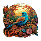 NNEDSZ Colorful Bluebird Round Wooden Puzzle - Intricate Floral Art Design(M-paper box-H185)