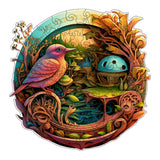 NNEDSZ Fantasy Bird Wooden Puzzle - Intricate Nature-Themed Circular Puzzle(S-paper box-H186)