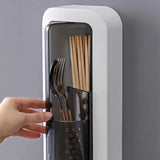 NNEDSZ Wall-Mounted Utensil Holder with Dustproof and Insect-Resistant Cover 15cm(L)*6.5cm(D)*32cm(H)(Grey)