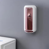 NNEDSZ Wall-Mounted Utensil Holder with Dustproof and Insect-Resistant Cover 15cm(L)*6.5cm(D)*32cm(H)(Pink)