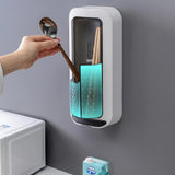 NNEDSZ Wall-Mounted Utensil Holder with Dustproof and Insect-Resistant Cover 15cm(L)*6.5cm(D)*32cm(H)(Blue)