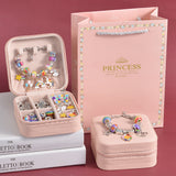 NNEDSZ DIY Charm Bracelet Making Kit - Colorful Beads and Charms Set with Storage Box(66PCS)