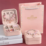 NNEDSZ DIY Charm Bracelet Making Kit - Colorful Beads and Charms Set with Storage Box(66PCS)