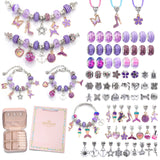 NNEDSZ DIY Charm Bracelet Making Kit - Colorful Beads and Charms Set with Storage Box(76PCS)