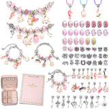 NNEDSZ DIY Charm Bracelet Making Kit - Colorful Beads and Charms Set with Storage Box(76PCS)