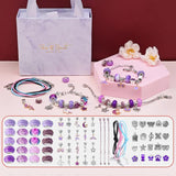 NNEDSZ DIY Charm Bracelet and Necklace Making Kit - Luxury Gift Set with Drawer Box (66PCS)
