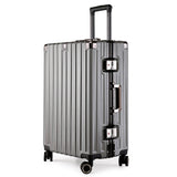 NNEDSZ Aluminum Alloy Hard-Shell Suitcase with TSA Lock -20" Spinner Luggage in Grey