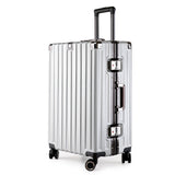 NNEDSZ Aluminum Alloy Hard-Shell Suitcase with TSA Lock -22" Spinner Luggage in Silver