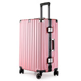 NNEDSZ Aluminum Alloy Hard-Shell Suitcase with TSA Lock -22" Spinner Luggage in Pink