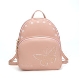 NNEDSZ Mini Faux Leather Backpack with Butterfly Design -Pink Cute Backpack for Girls
