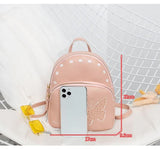 NNEDSZ Mini Faux Leather Backpack with Butterfly Design -Pink Cute Backpack for Girls