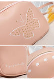 NNEDSZ Mini Faux Leather Backpack with Butterfly Design -Pink Cute Backpack for Girls