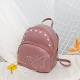 NNEDSZ Mini Faux Leather Backpack with Butterfly Design -Purple Cute Backpack for Girls