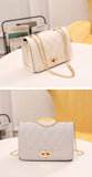 NNEDSZ Chic Quilted Crossbody Bag in Soft white with Gold Chain Strap