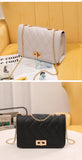 NNEDSZ Chic Quilted Crossbody Bag in Grey with Gold Chain Strap