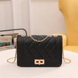 NNEDSZ Chic Quilted Crossbody Bag in Black with Gold Chain Strap