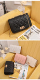 NNEDSZ Chic Quilted Crossbody Bag in Black with Gold Chain Strap