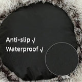 NNEDSZ Cozy Coffee Plush Hooded Pet Bed - Ultra Soft Long Fur Cave Bed for Small Pets 50cm