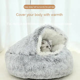NNEDSZ Cozy Green Plush Hooded Pet Bed - Ultra Soft Long Fur Cave Bed for Small Pets 50cm