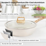 NNEDSZ YEJ 12-Piece Non-Stick Complete Cookware Set | Pots, Pans & Utensils  (White)