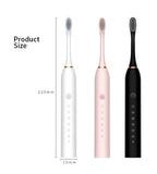 NNEDSZ X-3 Sonic Electric Toothbrush, 4 Replacement Brush Heads, and USB Charging Cable - Sleek White Design