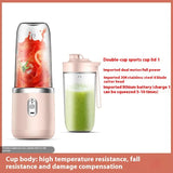 NNEDSZ Portable High-Speed Blender with USB Rechargeable Battery - 2-in-1 Bottle and Cup Design, Compact and Powerful (pink)