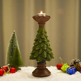 NNEDSZ Christmas Tree Candle Holder - Rustic Resin Pillar Stand, 12cm Festive Decoration