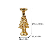NNEDSZ Gold Christmas Tree Candle Holder - Elegant Resin Pillar Stand, 27.5cm Festive Decoration