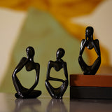 NNEDSZ Abstract Thinker Sculpture Set - Black Resin Figurines, Modern Art Home Decor, Set of 3