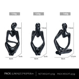 NNEDSZ Abstract Thinker Sculpture Set - Black Resin Figurines, Modern Art Home Decor, Set of 3