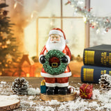 NNEDSZ Santa Claus Figurine with Wreath - 18cm Festive Resin Christmas Decoration
