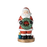 NNEDSZ Santa Claus Figurine with Wreath - 18cm Festive Resin Christmas Decoration