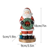 NNEDSZ Santa Claus Figurine with Wreath - 18cm Festive Resin Christmas Decoration