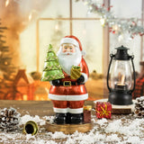 NNEDSZ Santa Claus Figurine with Christmas Tree - 18cm Festive Resin Christmas Decoration