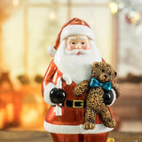 NNEDSZ Santa Claus Figurine with Bear - 18cm Festive Resin Christmas Decoration