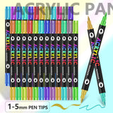 NNEDSZ 24-Pack Dual-Tip Acrylic Paint Markers - 48 Vibrant Colors, Waterproof & Quick-Dry for Art Projects