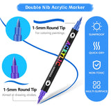 NNEDSZ 24-Pack Dual-Tip Acrylic Paint Markers - 48 Vibrant Colors, Waterproof & Quick-Dry for Art Projects