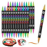 NNEDSZ 24-Pack Dual-Tip Acrylic Paint Markers - 48 Vibrant Colors, Waterproof & Quick-Dry for Art Projects