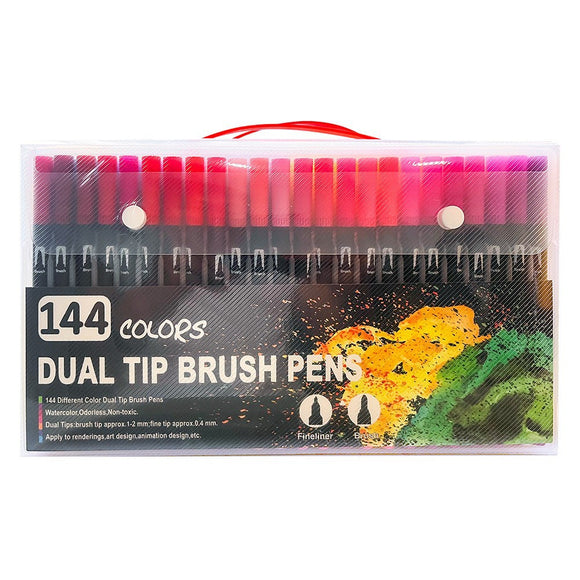 NNEDSZ 144-Color Dual-Head Brush and Fine Tip Marker Set - Vibrant Colors for Art and Craft Projects