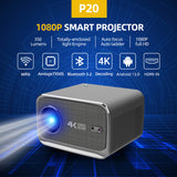 NNEDSZ P20 1080P Smart Projector with 4K Decoding, Wi-Fi 6, Bluetooth 5.2, and Android 13.0(211.2*184.72*136.5mm)