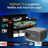 NNEDSZ P20 1080P Smart Projector with 4K Decoding, Wi-Fi 6, Bluetooth 5.2, and Android 13.0(211.2*184.72*136.5mm)