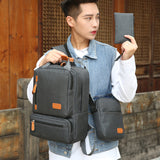 NNEDSZ 3-Piece Travel Backpack Set - Stylish Multi-Functional Backpack, Shoulder Bag & Pouch for Men & Women