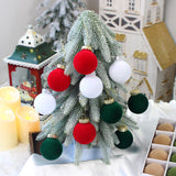 NNEDSZ 12-Piece Velvet Christmas Ornament Set - Classic Red, Green, and White Baubles for Holiday Tree Decoration (6cm)
