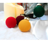 NNEDSZ 12-Piece Velvet Christmas Ornament Set - Classic Wine Red, Red, and Yellow Baubles for Holiday Tree Decoration (6cm)