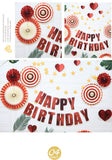 NNEDSZ Happy Birthday Party Decoration Set -  Fan Decorations, Hearts, Stars & Banner