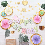 NNEDSZ Happy Birthday Party Decoration Set -  Fan Decorations, Hearts, Stars & Banner