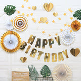 NNEDSZ Happy Birthday Party Decoration Set -  Fan Decorations, Hearts, Stars & Banner