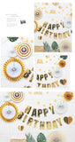 NNEDSZ Happy Birthday Party Decoration Set -  Fan Decorations, Hearts, Stars & Banner