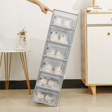 NNEDSZ Stackable Shoe Storage Box Set - Transparent Flip-Top Organizers for Shoes (Pack of 6) 33cm(D)*23cm(W)*14cm(H)